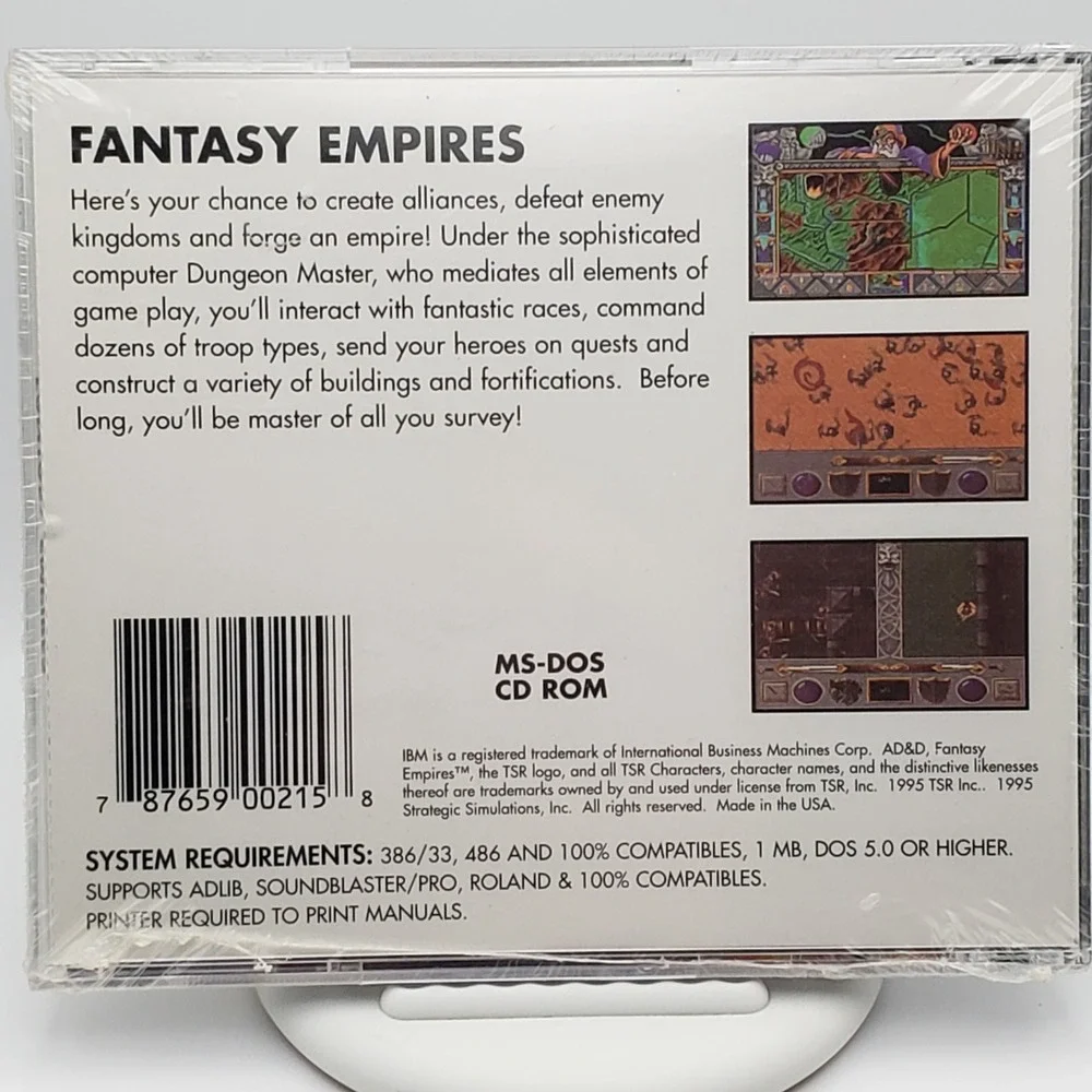 Fantasy Empires PC Game MS-DOS CD-ROM Dungeons & Dragons TSR Strategy 1995
